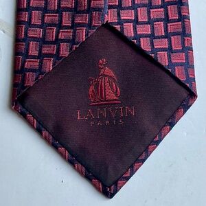 LANVIN Paris Elegant rust colour  textured  silk / soie tie made in France 🇫🇷